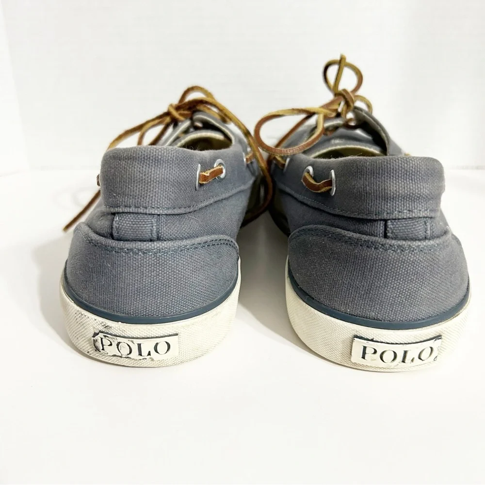 Polo by Ralph Lauren Sander Canvas Lace Up Sneakers Round Toe Polo Branding 🩵🩶